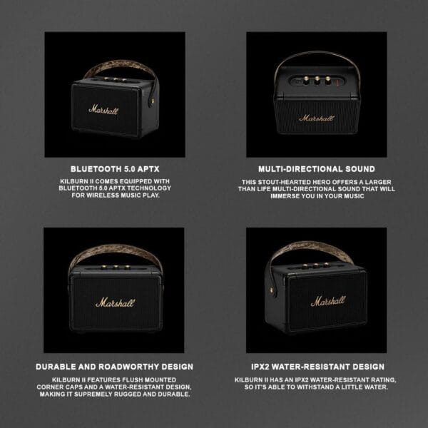Marshall Kilburn II 36W Portable Bluetooth Speaker - Black & Brass - Image 5