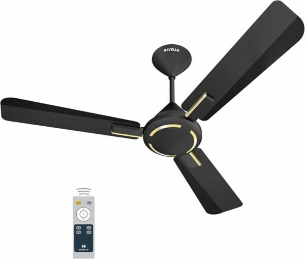 Havells 1200mm Ambrose BLDC Motor Ceiling Fan – Remote Control, Energy Saving (Midnight)