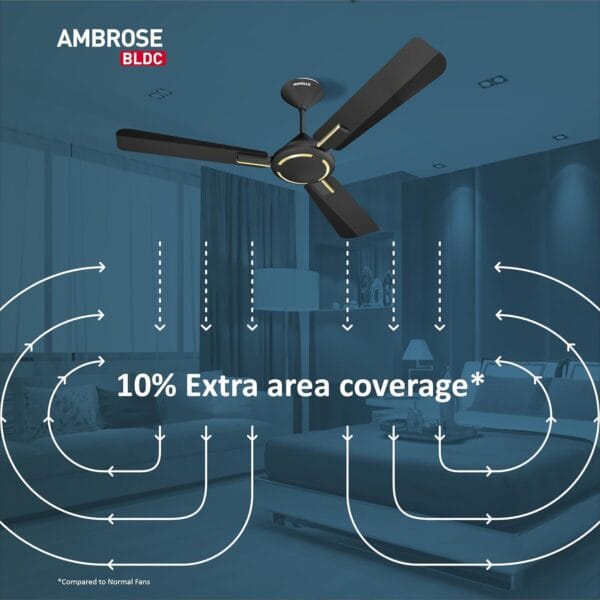 Havells 1200mm Ambrose BLDC Motor Ceiling Fan – Remote Control, Energy Saving (Midnight) - Image 8