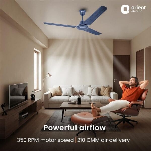 Orient Electric Apex-FX 1200mm Ceiling Fan – Energy Efficient, Rust Resistant, Blue (Pack of 1) - Image 2