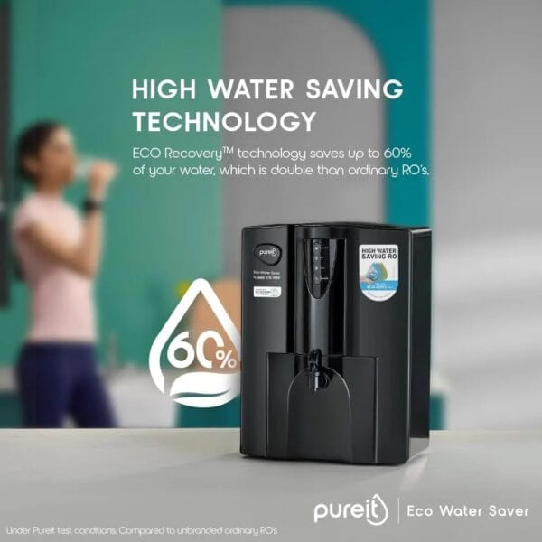 Pureit Eco Water Saver RO+UV+MF+Mineral | 7-Stage | 10L | Up to 60% Saving | Suitable for Borewell, Tanker & Municipal Supply | Table Top | Wall Mountable | Black - Image 4