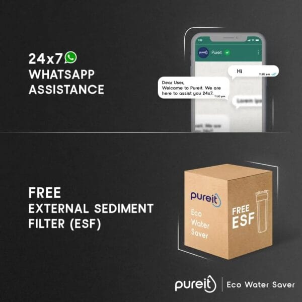 Pureit Eco Water Saver RO+UV+MF+Mineral | 7-Stage | 10L | Up to 60% Saving | Suitable for Borewell, Tanker & Municipal Supply | Table Top | Wall Mountable | Black - Image 2