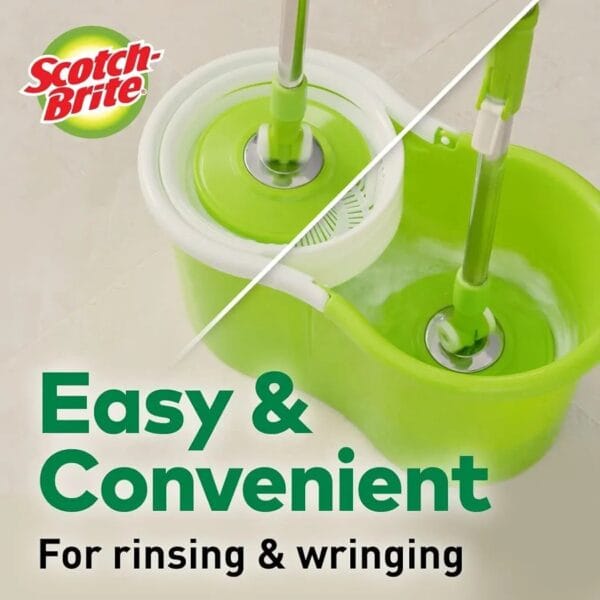 Scotch-Brite 2-in-1 Bucket Spin Mop (Green, 2 Refills), 4 Pcs - Image 3