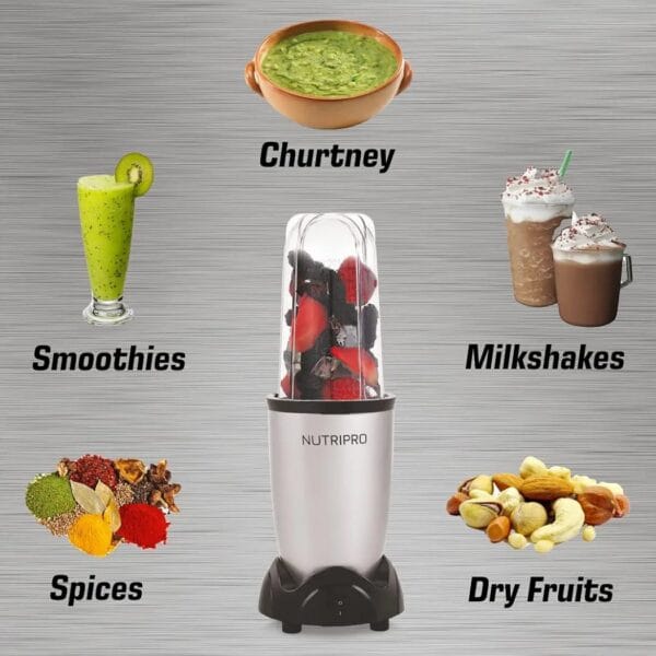 NutriPro Juicer Mixer Grinder - Smoothie Maker - 500 Watts (3 Jar, Silver) - 2 Year Warranty - Image 4