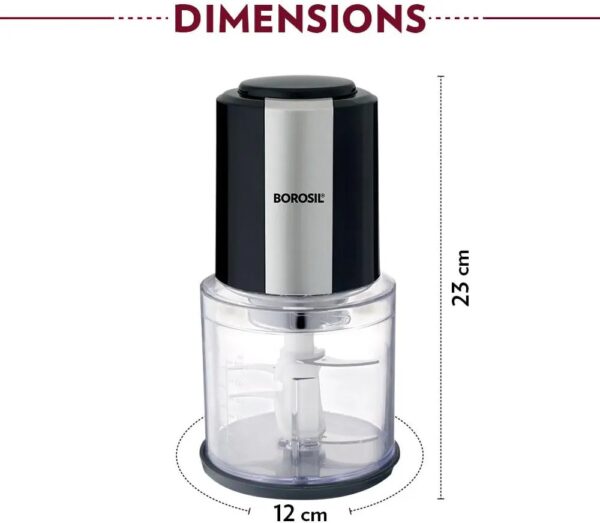 Borosil Chef Delite 300 Watts Electric Chopper for Kitchen, Twin Blade Technology, 600 ml 'Chop-N-Store' Bowl with Lid – Chop, Mince, Dice, Whisk, Blend - Image 4