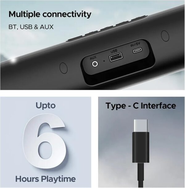 Boat Aavante Bar Groove Bluetooth 2.0 Channel Soundbar with 16 W RMS Output, Multiple Connectivity Modes, Up to 6 hrs Playtime, Bluetooth v5.0 & USB Type-C Port (Premium Black) - Image 2