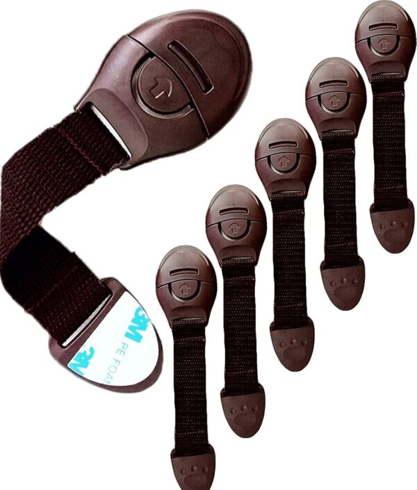 KidDough Furniture Safety Locks for Kids - Pack of 6 Brown Locks, Child Safety Locks for Drawers, Cabinets, Fridge, Cupboard Lock, Baby Proofing Product