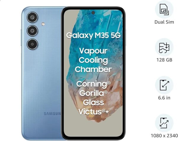 Samsung Galaxy M35 5G (Daybreak Blue, 6GB RAM, 128GB Storage) | Corning Gorilla Glass Victus+ | AnTuTu Score 595K+ | Vapour Cooling Chamber | 6000mAh Battery | 120Hz Super AMOLED Display | Without Charger - Image 5
