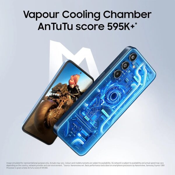 Samsung Galaxy M35 5G (Daybreak Blue, 6GB RAM, 128GB Storage) | Corning Gorilla Glass Victus+ | AnTuTu Score 595K+ | Vapour Cooling Chamber | 6000mAh Battery | 120Hz Super AMOLED Display | Without Charger - Image 4