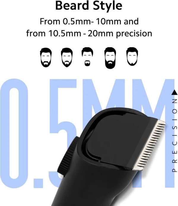 MI Xiaomi Beard Trimmer 2C – 0.5mm Precision, USB Type-C, 2 Beard Combs, 40 Length Settings, 90 Min Runtime (Black) - Image 8