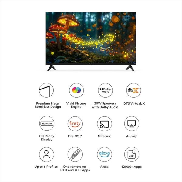 Redmi Xiaomi 80 cm (32 inches) F Series HD Ready Smart LED Fire TV L32MA-FVIN (Black) - Image 9