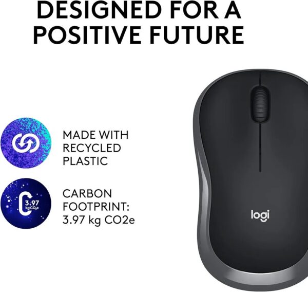 Logitech M186 Wireless Mouse, 2.4GHz with USB Mini Receiver, 12-Month Battery Life, 1000 DPI Optical Tracking, Ambidextrous, Compatible with PC, Mac, Laptop - Image 2