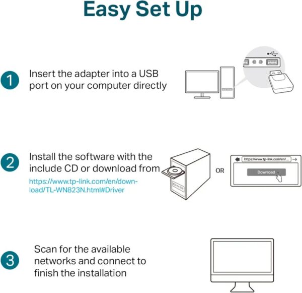 TP-LINK WiFi Dongle 300 Mbps Mini Wireless Network USB Wi-Fi Adapter for PC Desktop Laptop (TL-WN823N), Black - Image 5