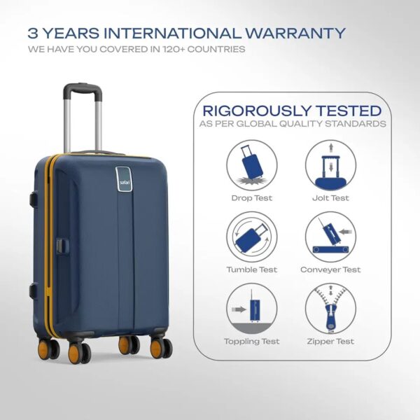 Safari Thorium Neo 8 Wheels 66 Cm Medium Check-in Trolley Bag Hard Case Polycarbonate 360 Degree Wheeling System, Graphite Blue - Image 7