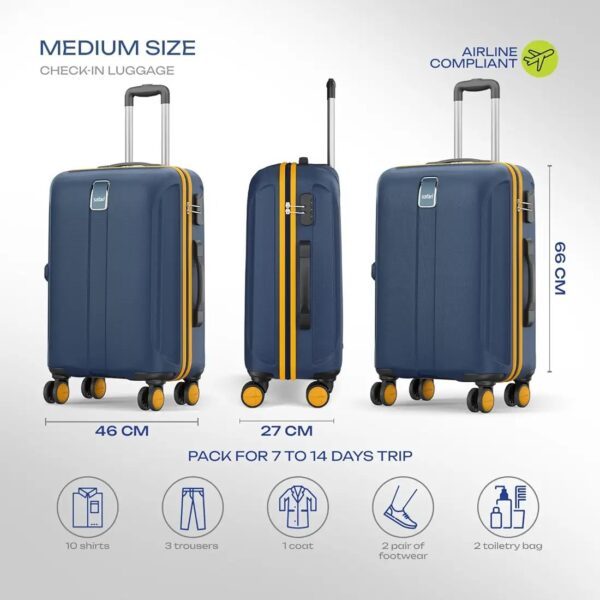 Safari Thorium Neo 8 Wheels 66 Cm Medium Check-in Trolley Bag Hard Case Polycarbonate 360 Degree Wheeling System, Graphite Blue - Image 6