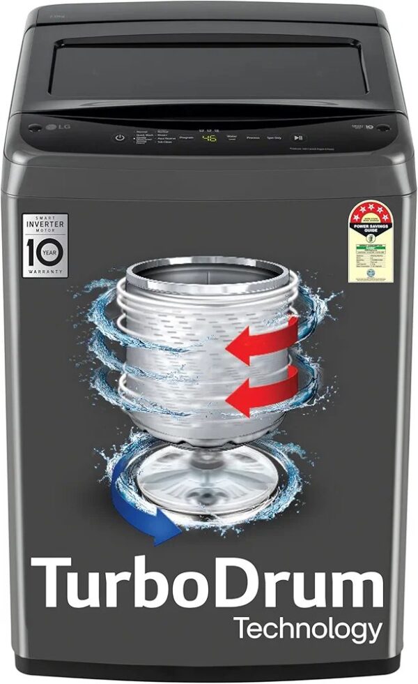 LG 7 Kg 5 Star Smart Inverter Fully Automatic Top Load Washing Machine (T70VBMB1Z, Middle Black)