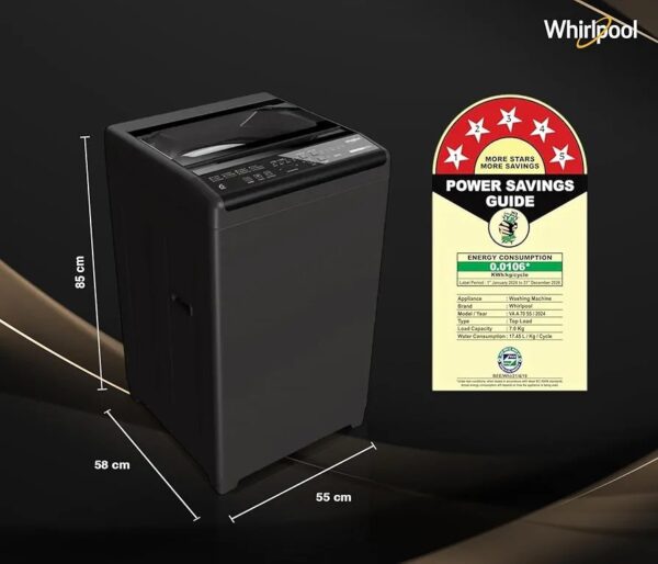 Whirlpool 7 Kg Magic Clean 5 Star Fully Automatic Top Load Washing Machine (MAGIC CLEAN 7.0 GENX GREY 5YMW, Grey) - Image 2
