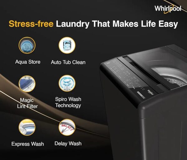Whirlpool 7 Kg Magic Clean 5 Star Fully Automatic Top Load Washing Machine (MAGIC CLEAN 7.0 GENX GREY 5YMW, Grey) - Image 7