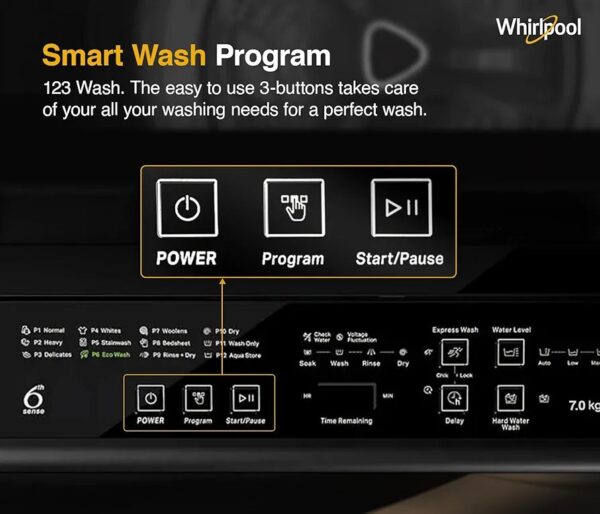 Whirlpool 7 Kg Magic Clean 5 Star Fully Automatic Top Load Washing Machine (MAGIC CLEAN 7.0 GENX GREY 5YMW, Grey) - Image 4