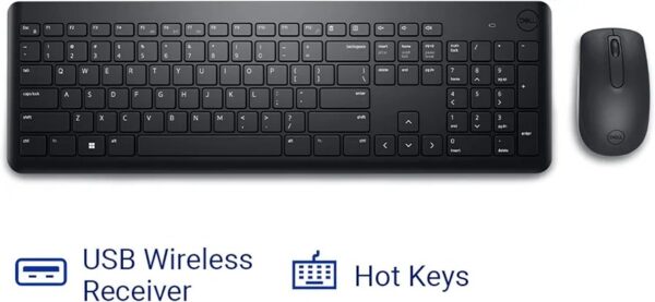 Dell KM3322W Wireless USB Keyboard and Mouse Combo – Long Battery Life, Spill-Resistant, Black - Image 2