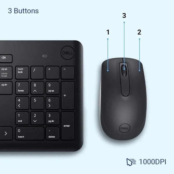 Dell KM3322W Wireless USB Keyboard and Mouse Combo – Long Battery Life, Spill-Resistant, Black - Image 5