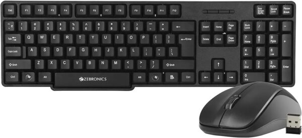 Zebronics Zeb-Companion 107 Wireless USB Keyboard and Mouse Combo – Nano Receiver, Black