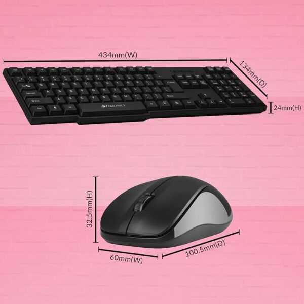 Zebronics Zeb-Companion 107 Wireless USB Keyboard and Mouse Combo – Nano Receiver, Black - Image 7