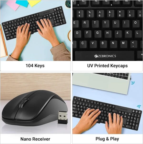 Zebronics Zeb-Companion 107 Wireless USB Keyboard and Mouse Combo – Nano Receiver, Black - Image 3
