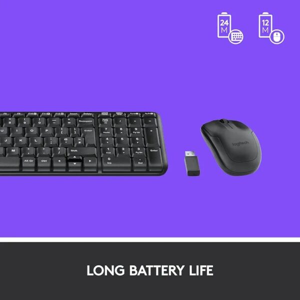 Logitech MK215 Wireless Keyboard and Mouse Combo – 2.4GHz, Compact USB Design, 5-Month Mouse Battery Life – Black - Image 4