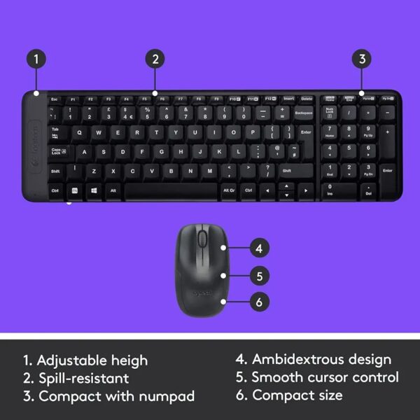 Logitech MK215 Wireless Keyboard and Mouse Combo – 2.4GHz, Compact USB Design, 5-Month Mouse Battery Life – Black - Image 7